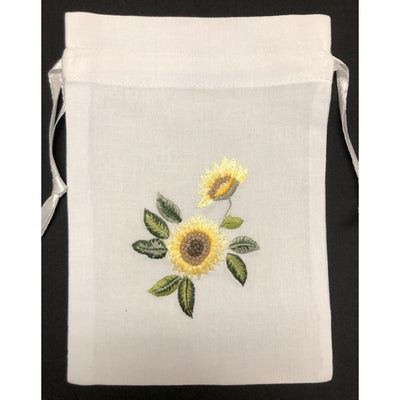 Sunflower Embroidered Cotton Sachet Pouch - Lemon And Lavender Toronto