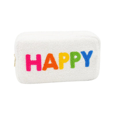 Teddy Cosmetic Bag "Happy"- Varsity Collection - Lemon And Lavender Toronto