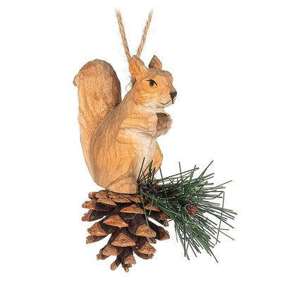 Squirrel on Pine Cone Carved Ornament - Lemon And Lavender Toronto