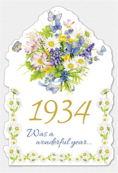 Year of Birth Card - 1934 - Lemon And Lavender Toronto
