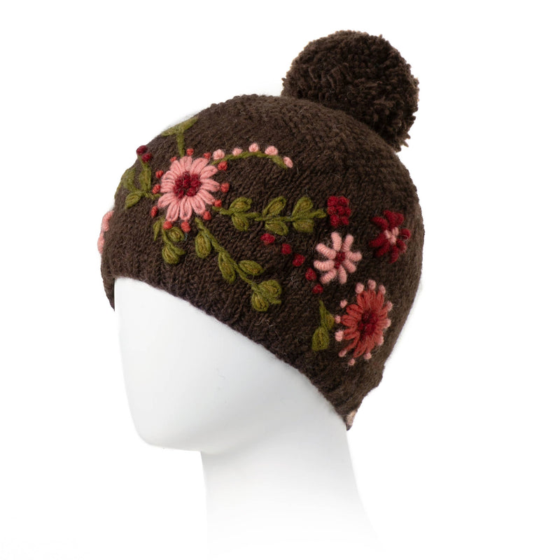 Lost Horizons Canada - Olivia Hand-Embroidered Wool Hat with Pom