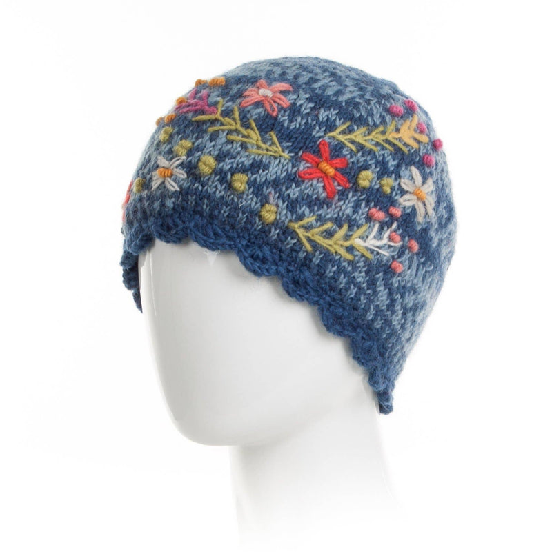 Lost Horizons Canada - Sadie Floral Embroidered Wool Beanie Hat