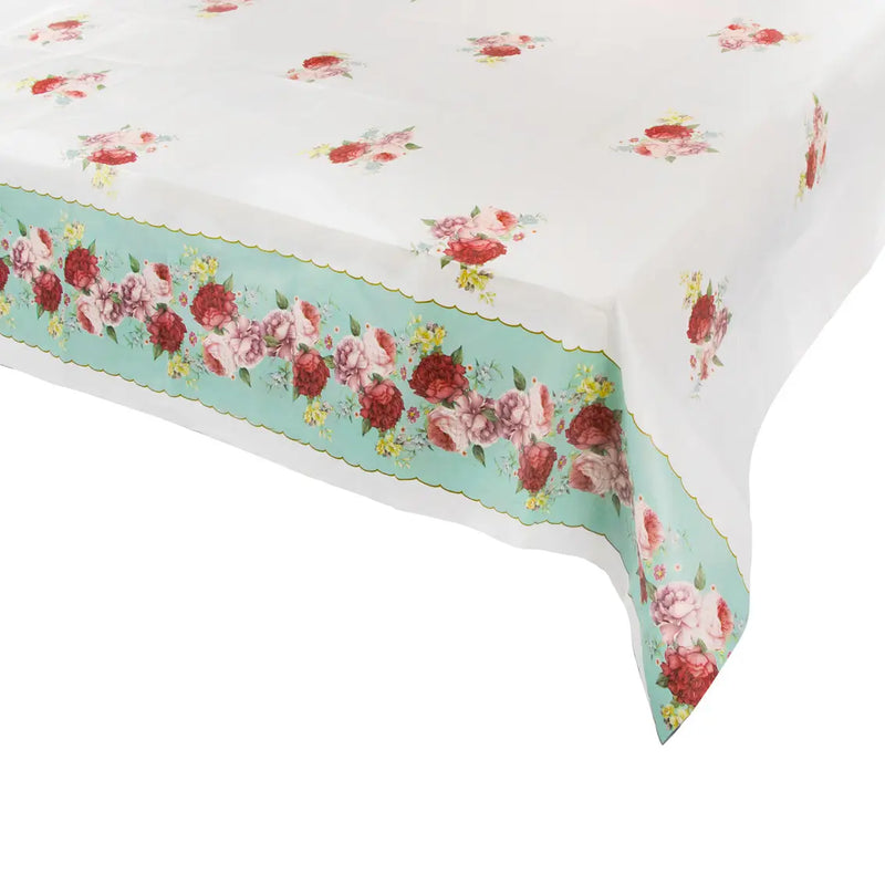 Blue Floral Disposable Table Cover