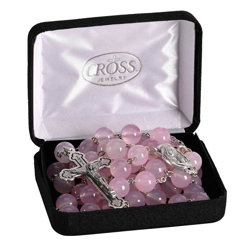Rosary Pink Aurora Borealis Glass  24L