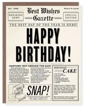 Birthday Newspaper Card