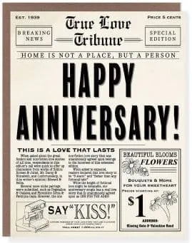 Anniversary Newspaper Card