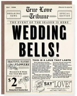 Wedding Bells Newspaper Card
