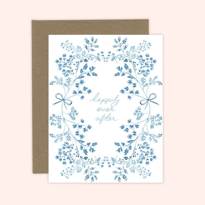 Happily Ever After Floral Wedding Card