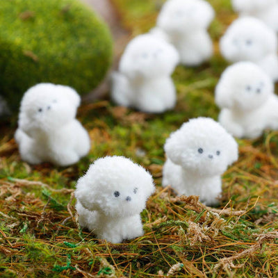 Flocked White Mini Baby Puppy Dog - Sold Individually