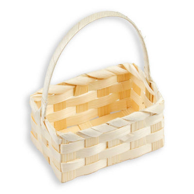 Rectangle Bamboo Basket with Handle - Sold Individually
