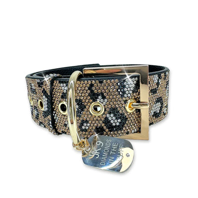 Diamond in the Ruff GOLD LEOPARD  - Dog Collar & Leash  ( Sold Individually)