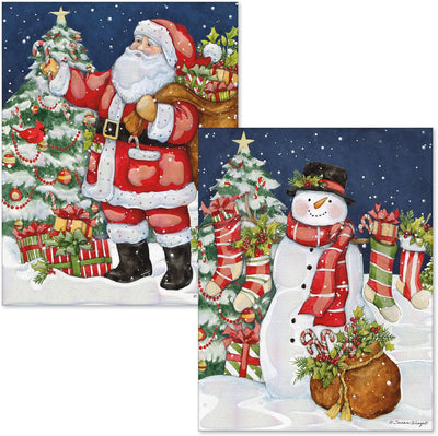 2 Assorted Santa & Snowman Boxed Christmas Cards - Lemon And Lavender Toronto