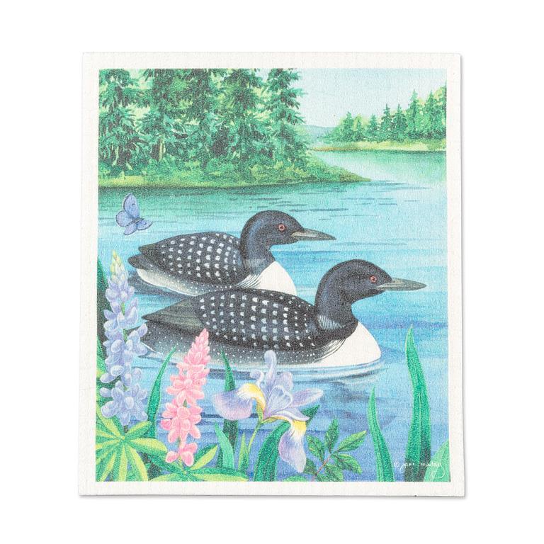 Loon Pair Dishcloth