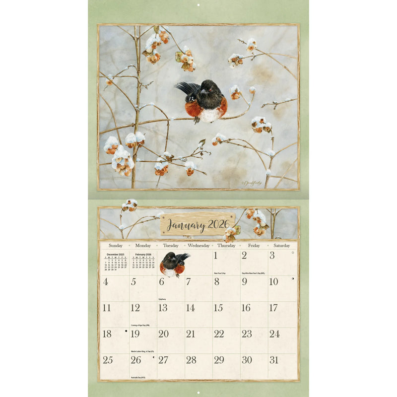 Birds In The Garden  2026 Wall Calendar