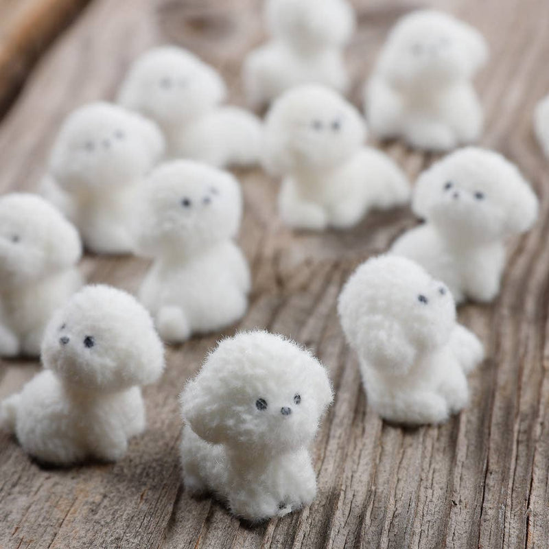 Flocked White Mini Baby Puppy Dog - Sold Individually