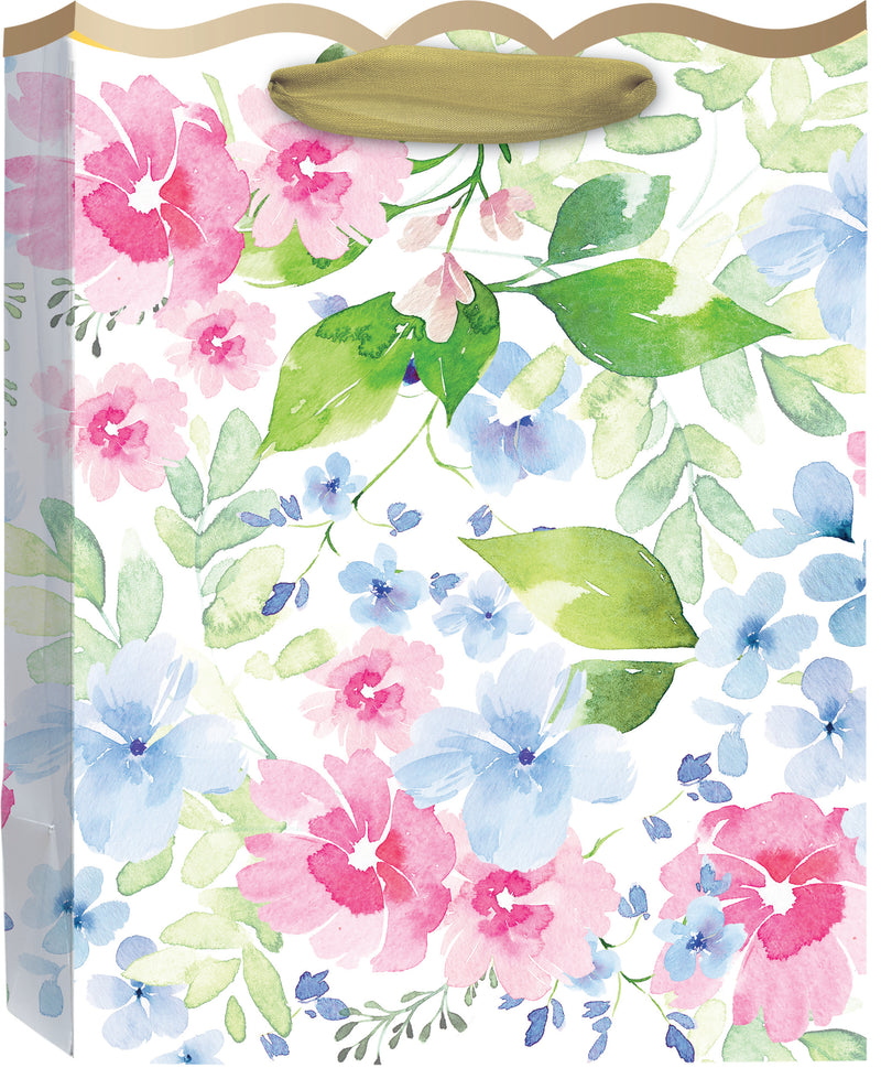 Pretty Florals in Pink and Blue Medium Tote Bag