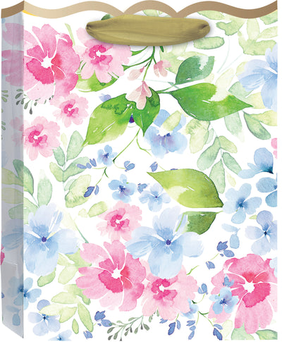 Pretty Florals in Pink and Blue Medium Tote Bag