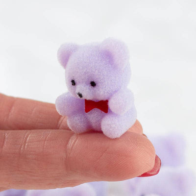 1" Miniature Lavender Flocked Teddy Bears