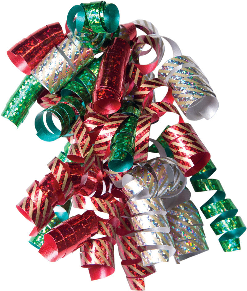 Holographic-Holiday Mix Curly Bow