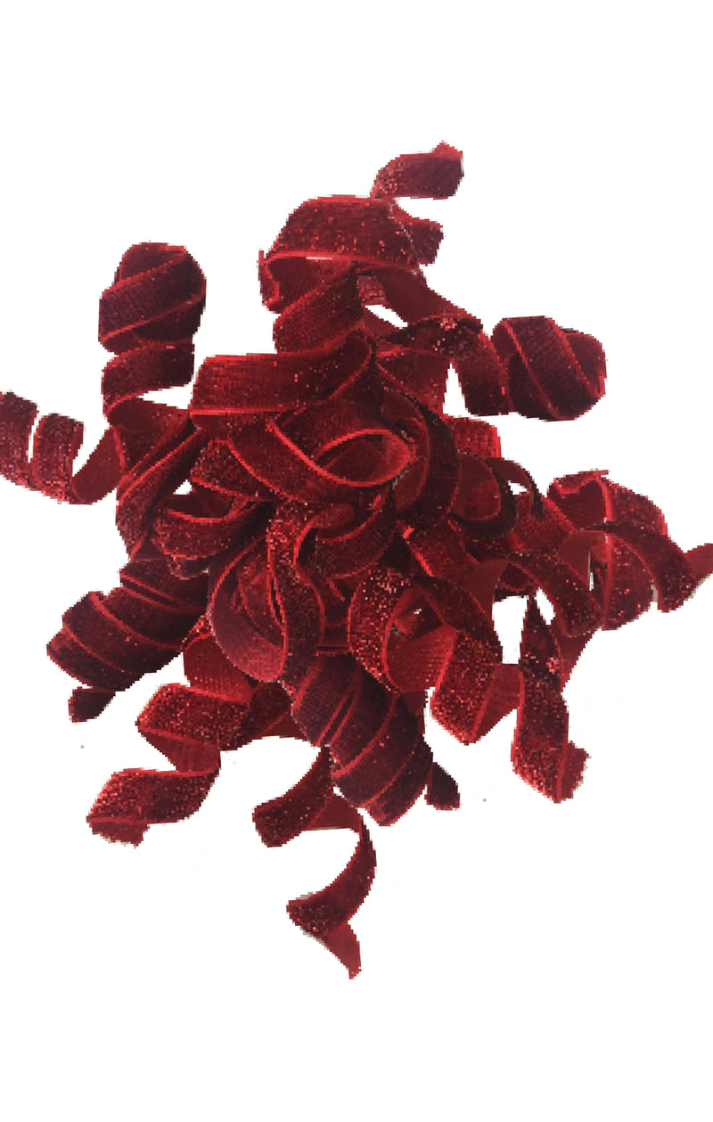 Red-Velvet Metallic Curly Bow