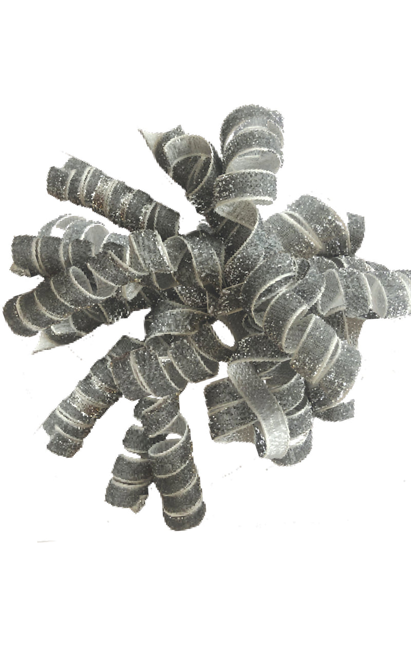 Silver-Velvet Metallic Curly Bow