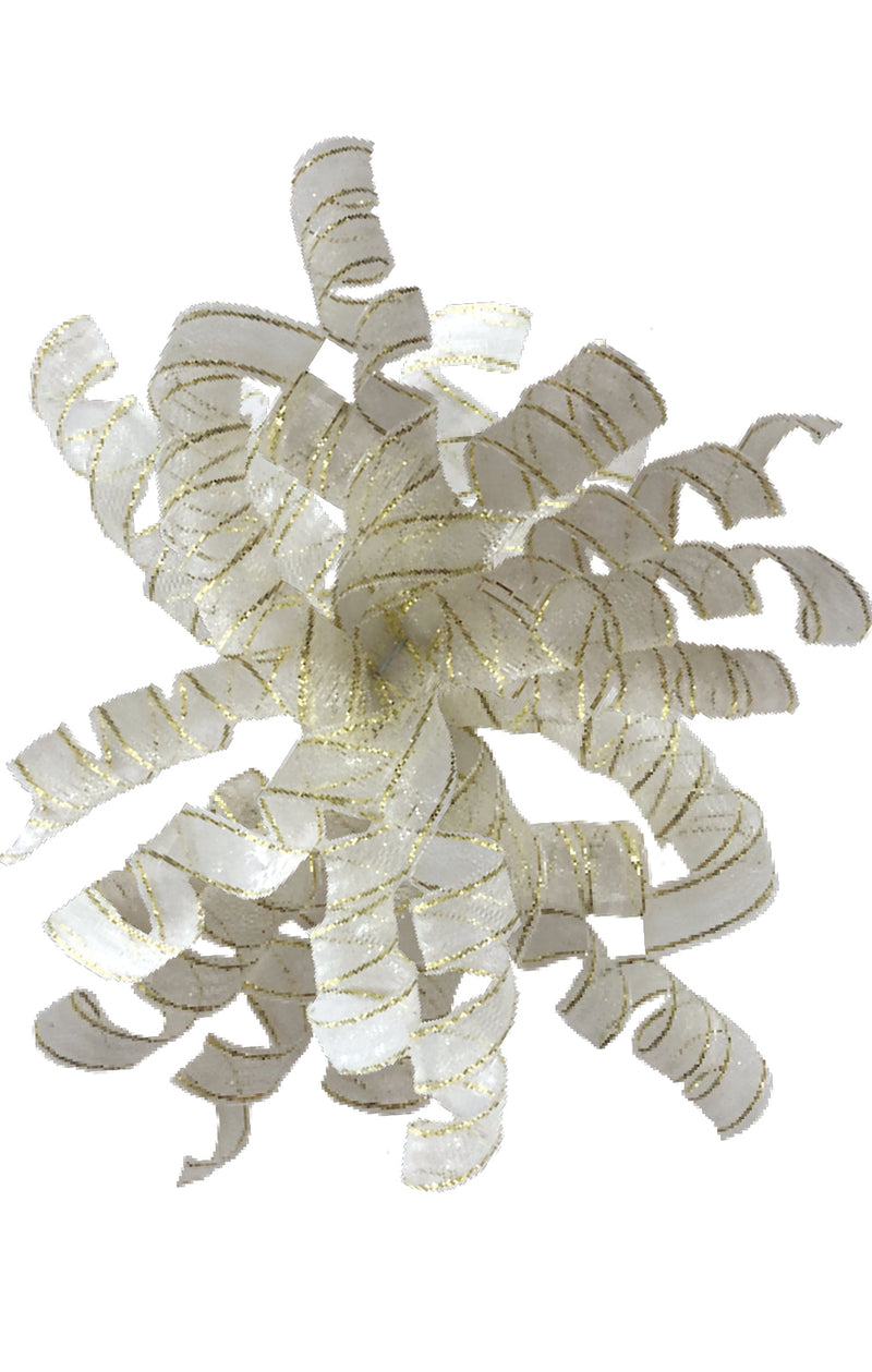 Gold-Sheer Border Curly Fabric Bow