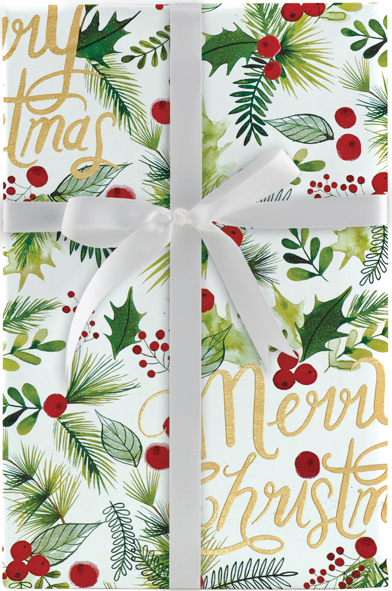 Merry Christmas Sprig Jumbo Roll Wrap