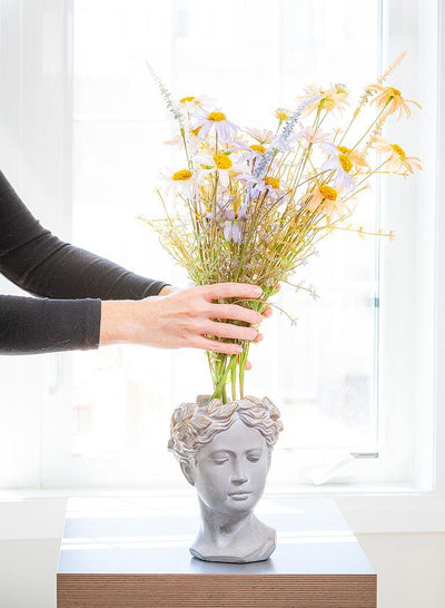 Small Goddess Head Planter - Gold Rubbed