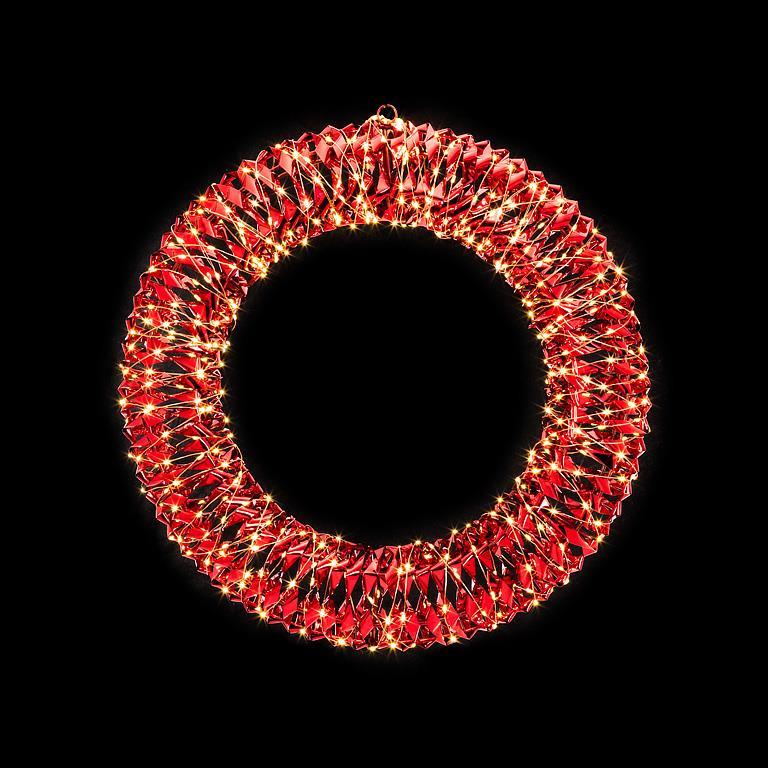 Small Shiny Ribbon 480L Micro LED Wreath