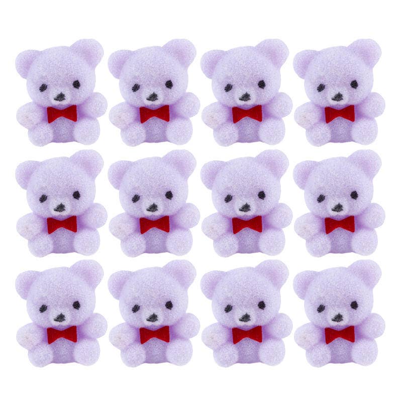 1" Miniature Lavender Flocked Teddy Bears