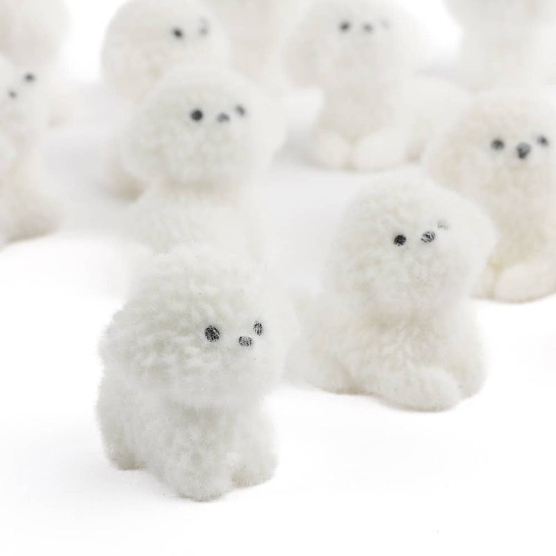 Flocked White Mini Baby Puppy Dog - Sold Individually