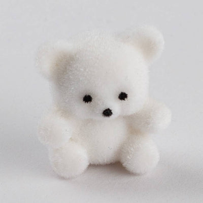 Miniature White Flocked Teddy Bear - Sold Individually