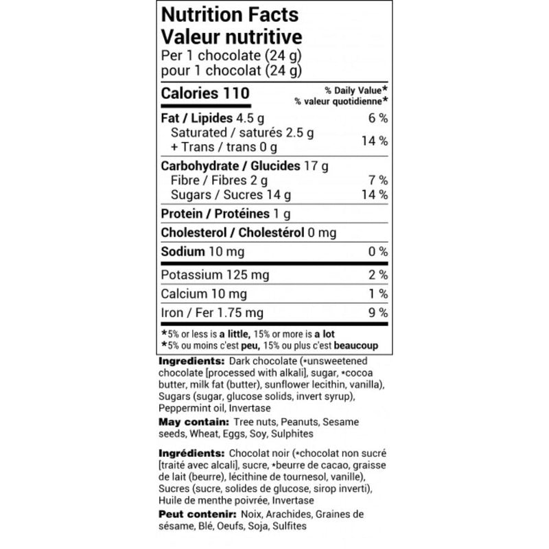 Dark Chocolate Mint Patty - Rogers Chocolate