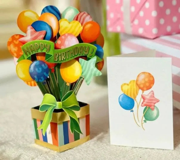 Mini Pop-Up Birthday Balloons Greeting Card