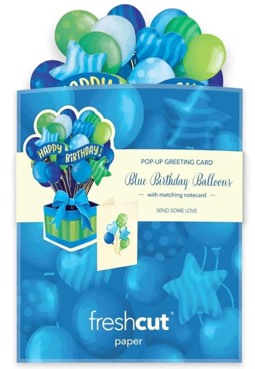 Mini Blue Birthday Balloons Pop-up Greeting Card