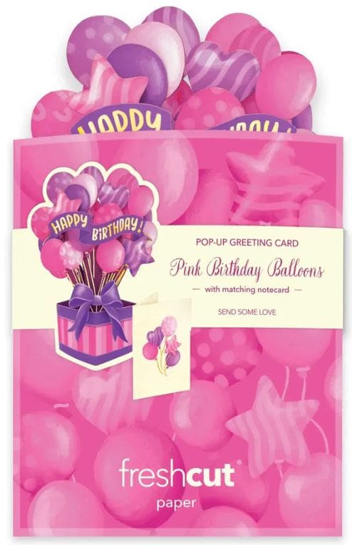 Mini Pink Birthday Balloons Pop-up Greeting Card