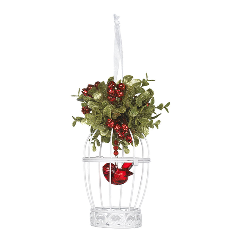 Mistletoe Cardinal Birdcage Ornament