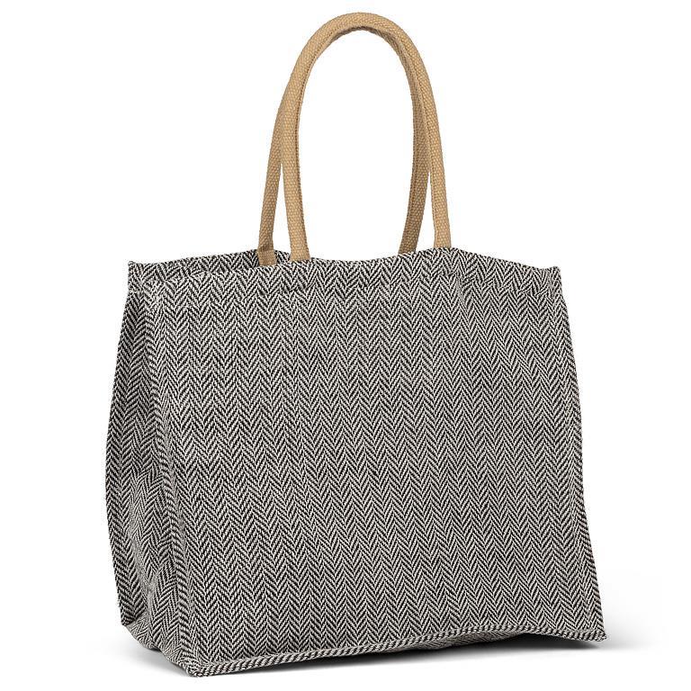Herringbone Tote  White/Black