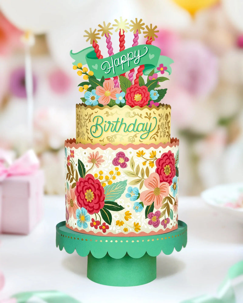 Blooming Birthday Cake Pop-up Greeting Card