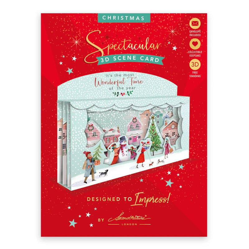 3D - Most Wonderful Time Spectacular Street Scene Christmas Card - Lemon And Lavender Toronto