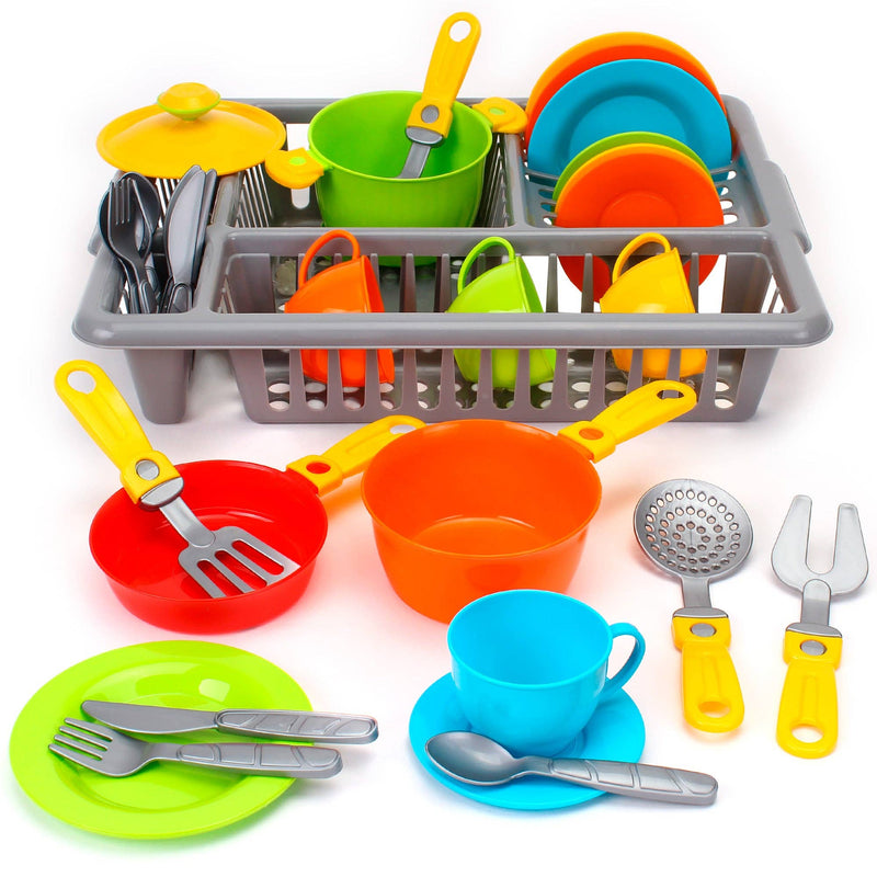 Play Dishes for Kids Kitchen - 33 Pcs Pretend Play- Made in Ukraine