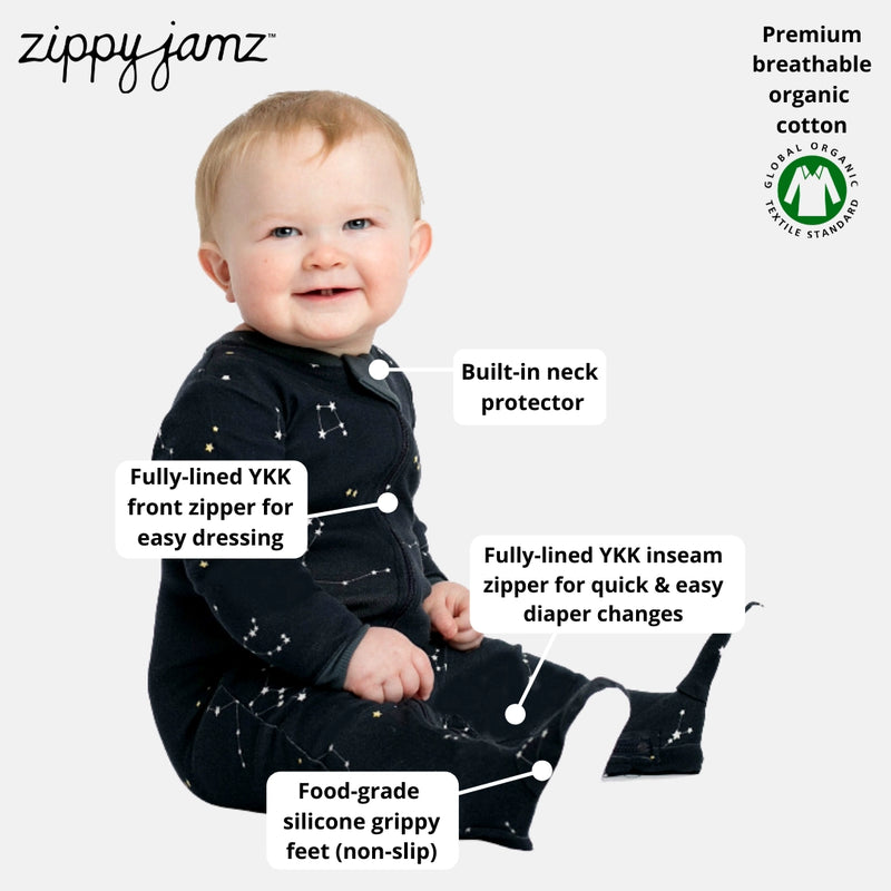 Galaxy Love - Navy - Babysuit - Footed- Zippy Jamz