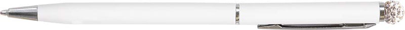 Rhinestone Globe Pen-White