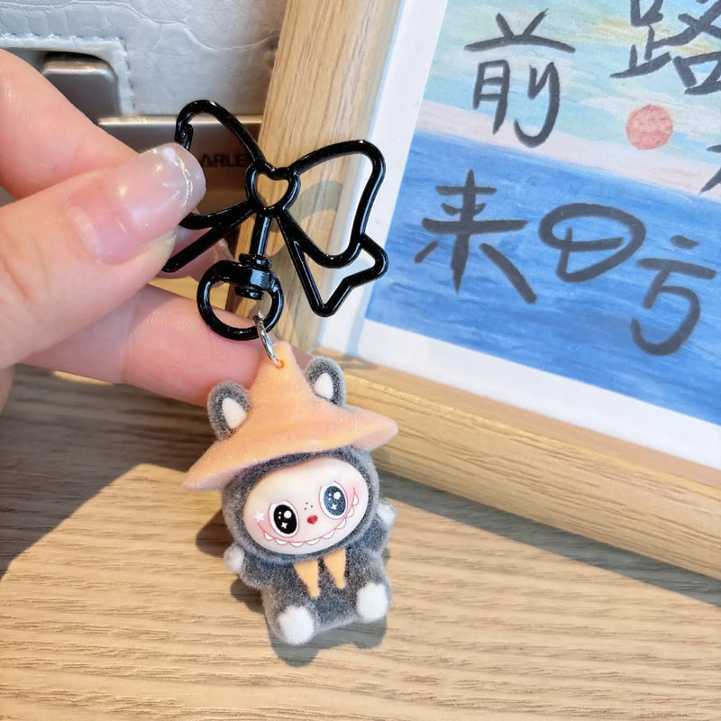 Flocked Witch Hat Labubu Keychain - Halloween