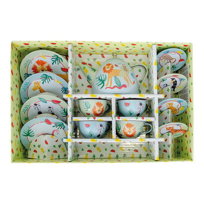 Tin Tea Set 14pc Jungle