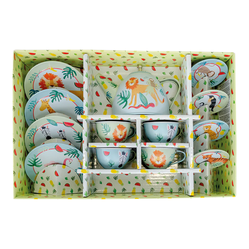 Tin Tea Set 14pc Jungle