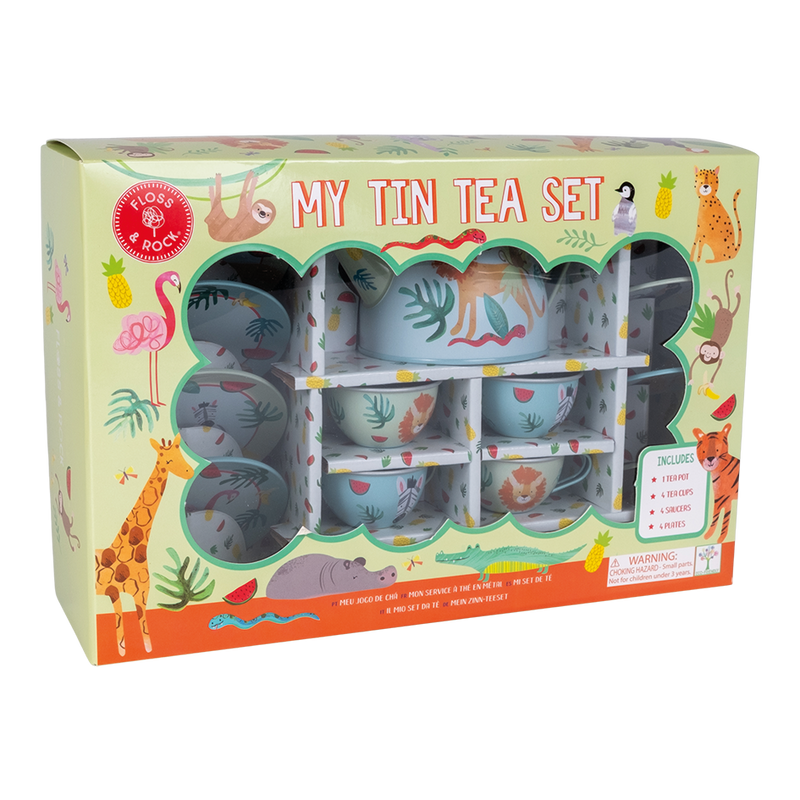 Tin Tea Set 14pc Jungle