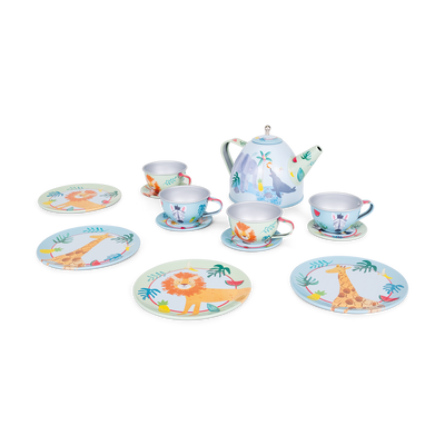 Tin Tea Set 14pc Jungle
