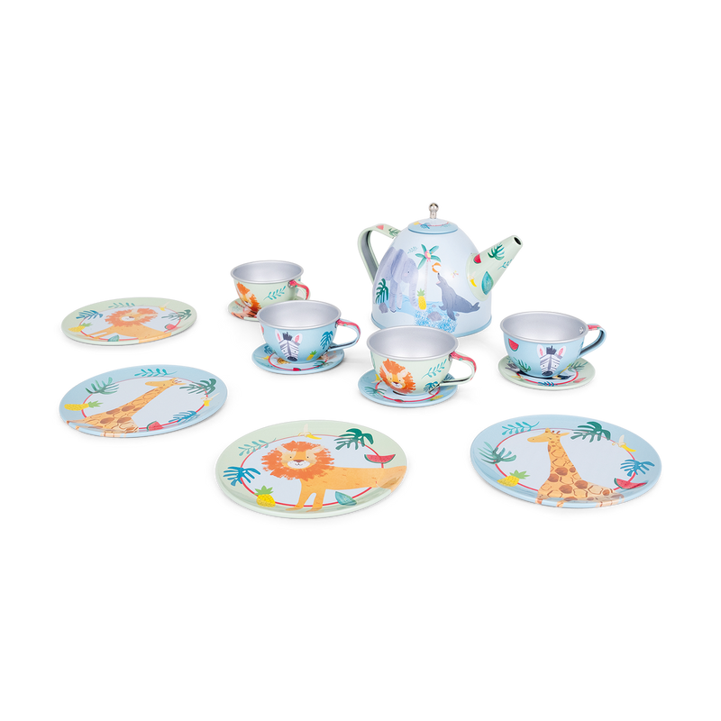 Tin Tea Set 14pc Jungle
