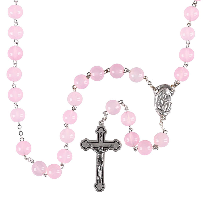 Rosary Pink Aurora Borealis Glass  24L